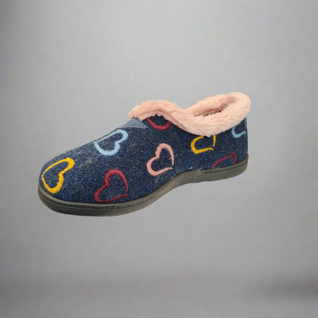 Ladies Fur Trimmed Bedroom Slippers Marino Plumaflex Memory Foam R12022