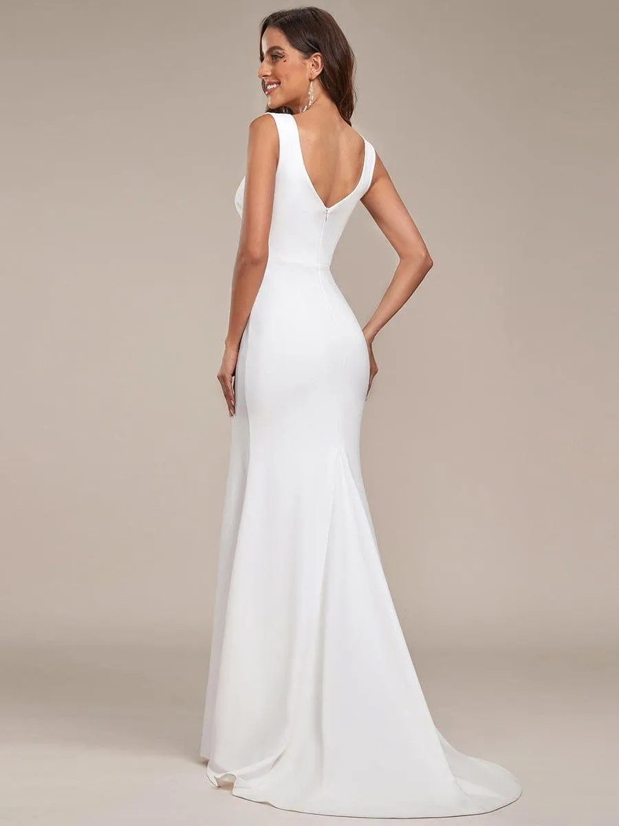 Taya | Ruched Bodycon Deep V-Neck Sleeveless Simple Wedding Dress